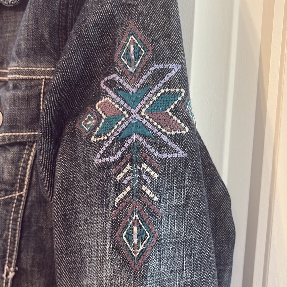 Cruel Girl Denim Jacket with Embroidered Sleeve